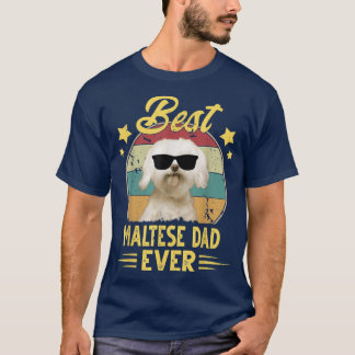 Maltese Dad Vintage Sunglasses Funny Maltese Dog O T-Shirt