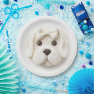 Maltese Dog 3D Inspired Paper Plate