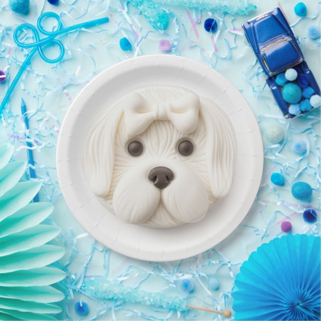 Maltese Dog 3D Inspired Paper Plate (Party)