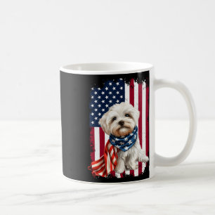 Maltese Dog American Flag 4th Of July Maltese Dog  Coffee Mug