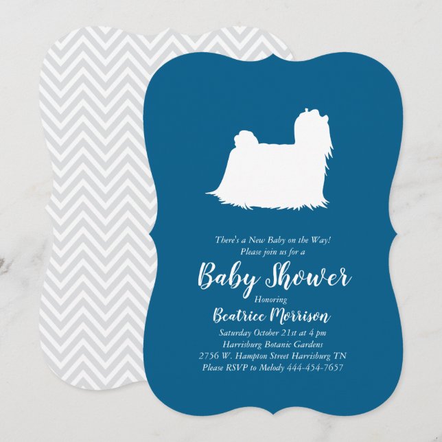 Maltese Dog Baby Shower Blue Boy Invitation (Front/Back)