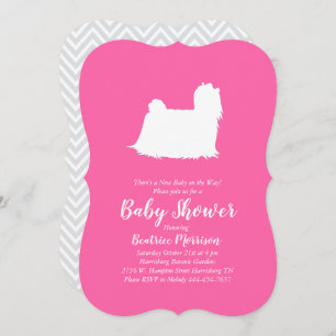 Maltese Dog Baby Shower Pink Girl Invitation