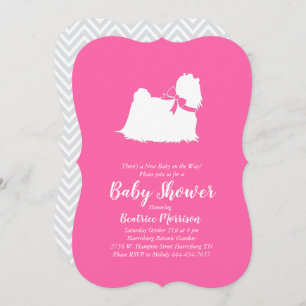 Maltese Dog Baby Shower Pink Girl Invitation