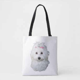 Maltese Dog Beauty Pink Bow Perfection Tote Bag