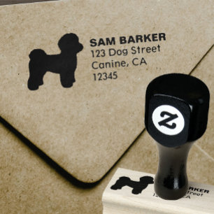 Maltese Dog Breed Silhouette Return Address Rubber Stamp