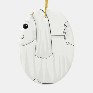 Maltese Dog Ceramic Tree Decoration