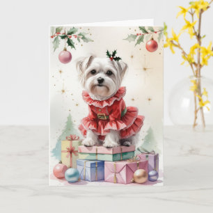 Maltese Dog Christmas Greeting Card