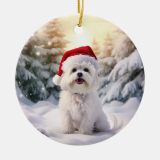 Maltese Dog Christmas Keepsake Ceramic Tree Decoration