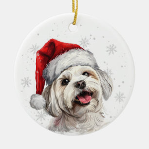 Maltese Dog Christmas Personalized Ceramic Tree Decoration