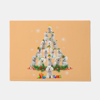 maltese dog christmas tree lights santa xmas dog doormat