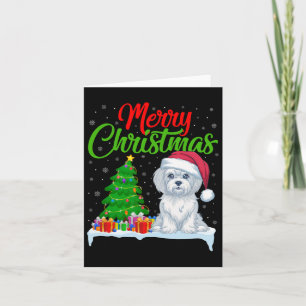 Maltese Dog Christmas Tree Lights Xmas Maltese Dog Card