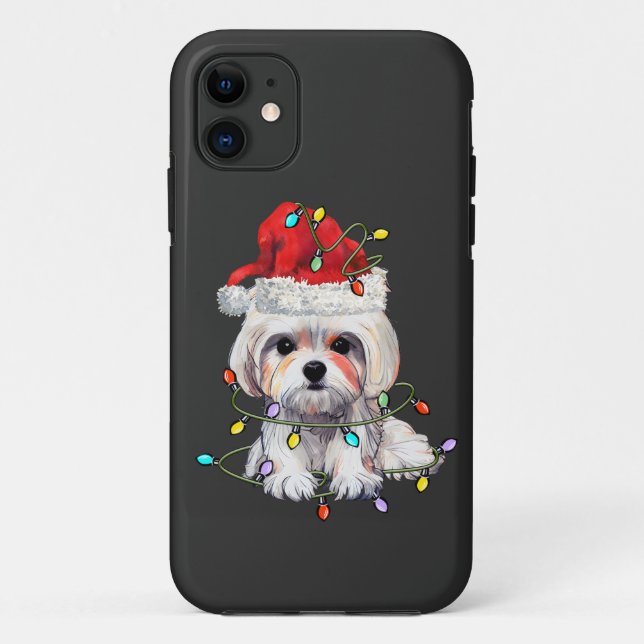 Maltese Dog Christmas, Xmas Maltese Dog Case-Mate iPhone Case (Back)