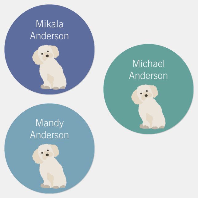 Maltese dog colours waterproof label (Group)