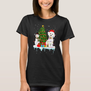 Maltese Dog Costume Santa Lights Hat In Snow Chris T-Shirt