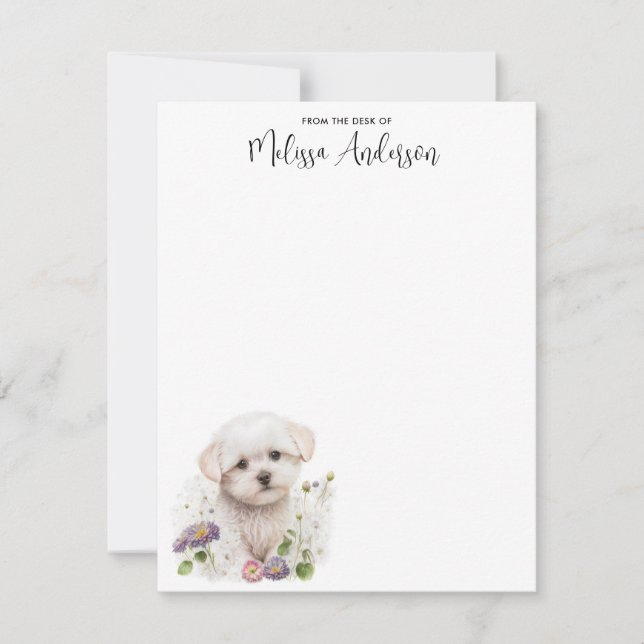 Maltese Dog Cute Puppy Watercolor Personalised Card (Front)