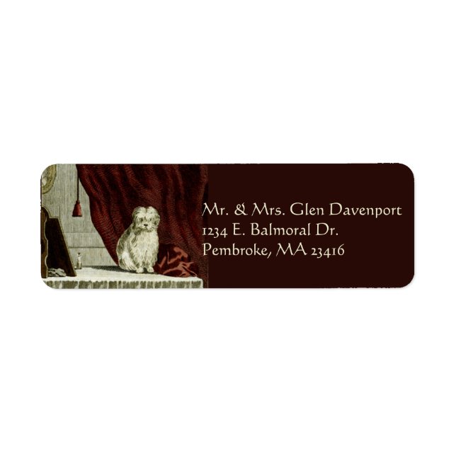 Maltese Dog Drawing Return Address Labels (Front)
