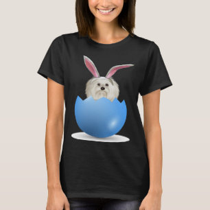 Maltese Dog Easter Bunny Coloured Egg Hunting Sund T-Shirt