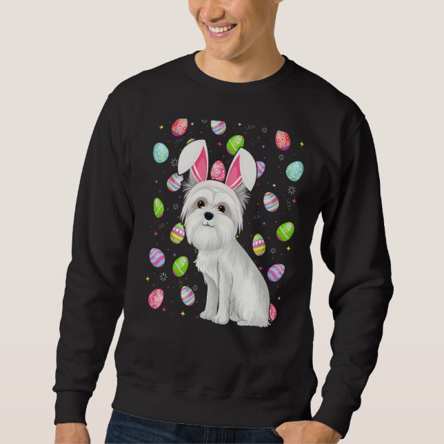 Maltese Dog Easter Egg  Funny Maltese Dog Easter S Sweatshirt (Front)