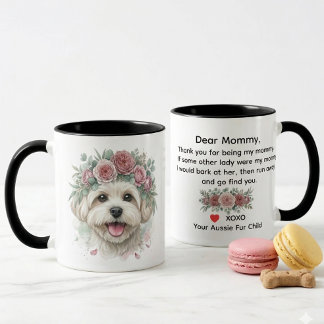 Maltese Dog Flower Crown Watercolor Art Coffee Mug