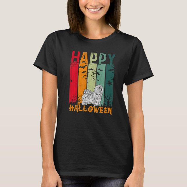 Maltese Dog  Girls Boys Retro Halloween Dinner Par T-Shirt (Front)