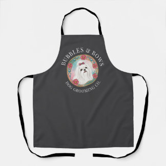 Maltese Dog Groomer Workwear Apron Cute Logo