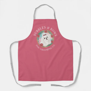 Maltese Dog Grooming Apron   Deluxe Pink