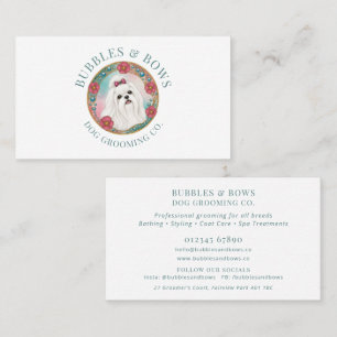 Maltese Dog Grooming Business Card