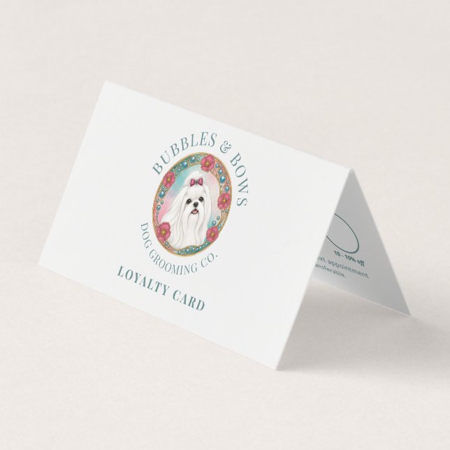 Maltese Dog Grooming Folded Loyalty Card (Front)