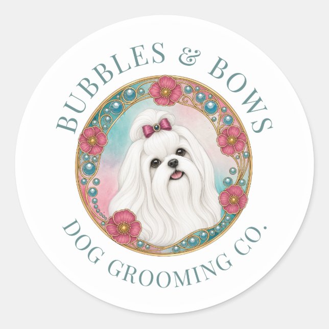 Maltese Dog Grooming Salon Sticker Sheets (Front)