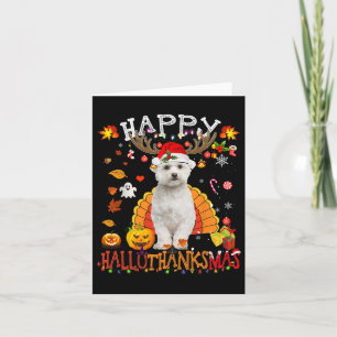 Maltese Dog Halloween Christmas Dog Happy Hallotha Card