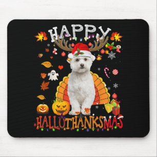 Maltese Dog Halloween Christmas Dog Happy Hallotha Mouse Pad