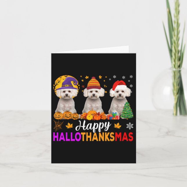 Maltese Dog Halloween Christmas Hallothanksmas 1  Card (Front)