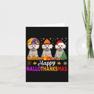 Maltese Dog Halloween Christmas Hallothanksmas 1 Card