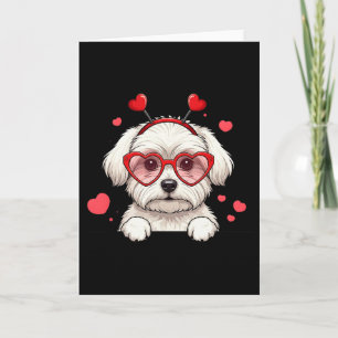 Maltese Dog Heart Headnd Valentine Maltese Womens Card