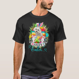 Maltese Dog In Easter Eggs Basket Bunnies Happy Ea T-Shirt