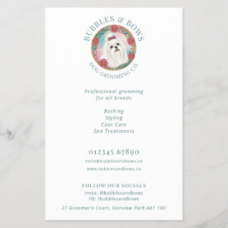 Maltese Dog Logo Grooming Salon Flyer
