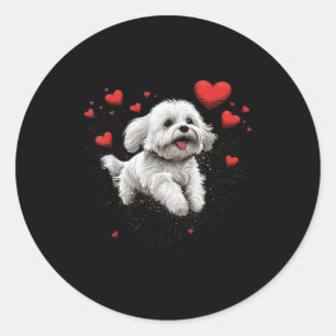 Maltese Dog Love Heart For Valentines Day Maltese Classic Round Sticker