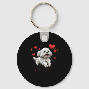 Maltese Dog Love Heart For Valentines Day Maltese  Key Ring