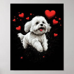 Maltese Dog Love Heart For Valentines Day Maltese  Poster