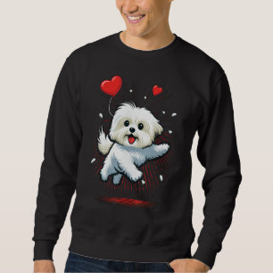 Maltese dog Love Heart for Valentines Day Maltese  Sweatshirt