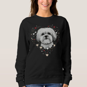 Maltese dog Love Heart for Valentines Day Maltese  Sweatshirt