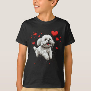Maltese Dog Love Heart For Valentines Day Maltese T-Shirt