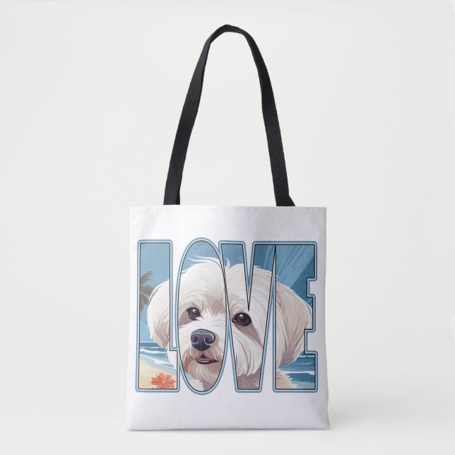 Maltese Dog Love Tote Bag (Front)