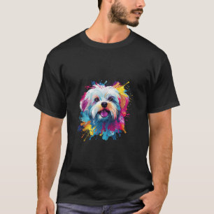 Maltese Dog Lover Colourful Splash Art Painting Fa T-Shirt
