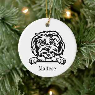 Maltese dog personalised pet ornament, Cu Ceramic Tree Decoration