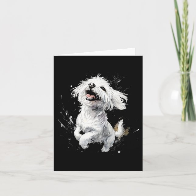 Maltese Dog Playful Dog Lover  Card (Front)