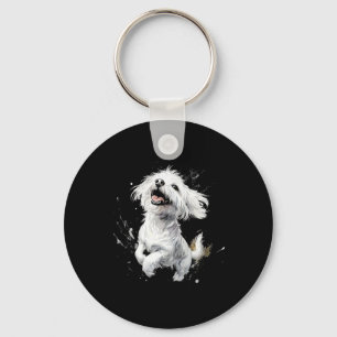 Maltese Dog Playful Dog Lover  Key Ring