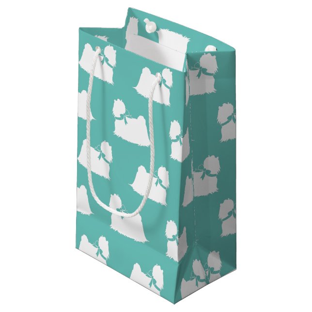 Maltese Dog Puppy Long Hair Small Gift Bag (Front Angled)
