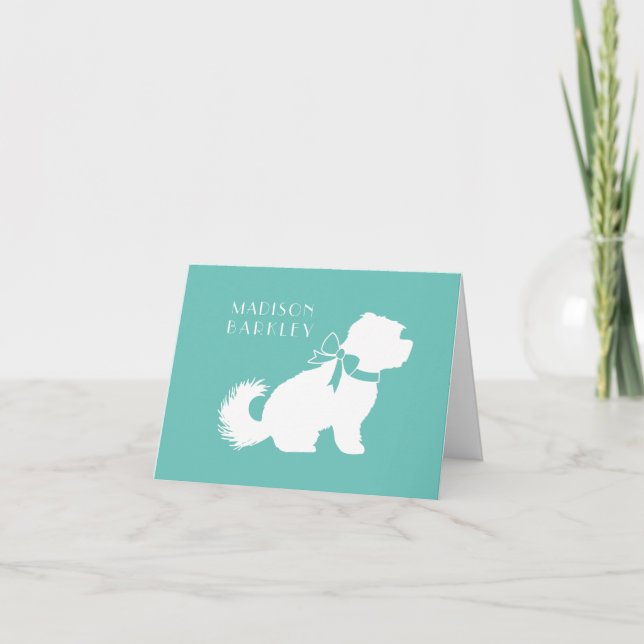 Maltese Dog Puppy Short Hair Teddy Bear Note Card (Front)