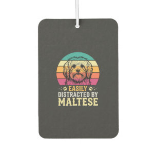 Maltese Dog Retro Sunset Distracted Car Air Freshener